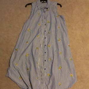 Striped button down dress with sunflowers